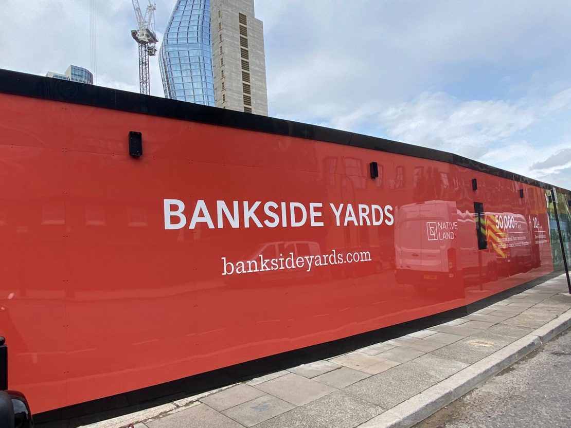 Huge hoarding installation, Bankside Yards, Blackfriars, London